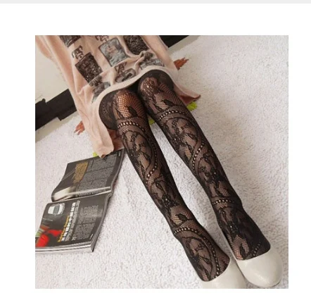 Women's black sexy fish net pattern jacquard tights pantyhose - Image 5
