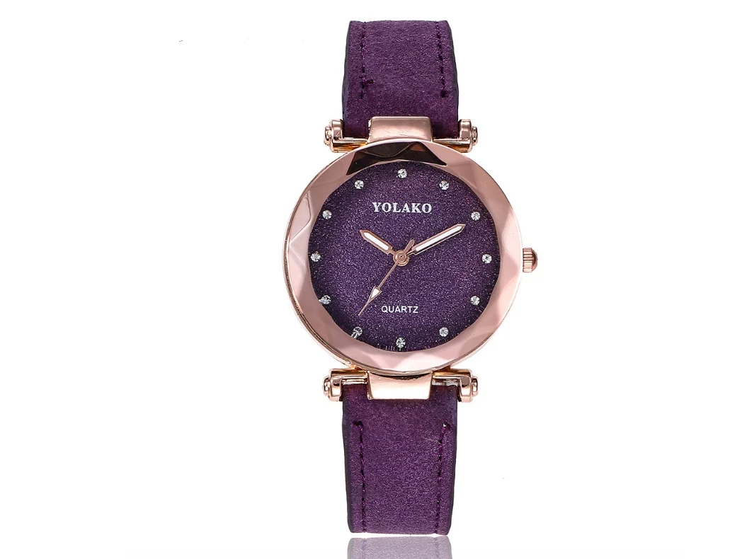 Women's Matte belt color foundation with diamond dial quartz watch - Image 8