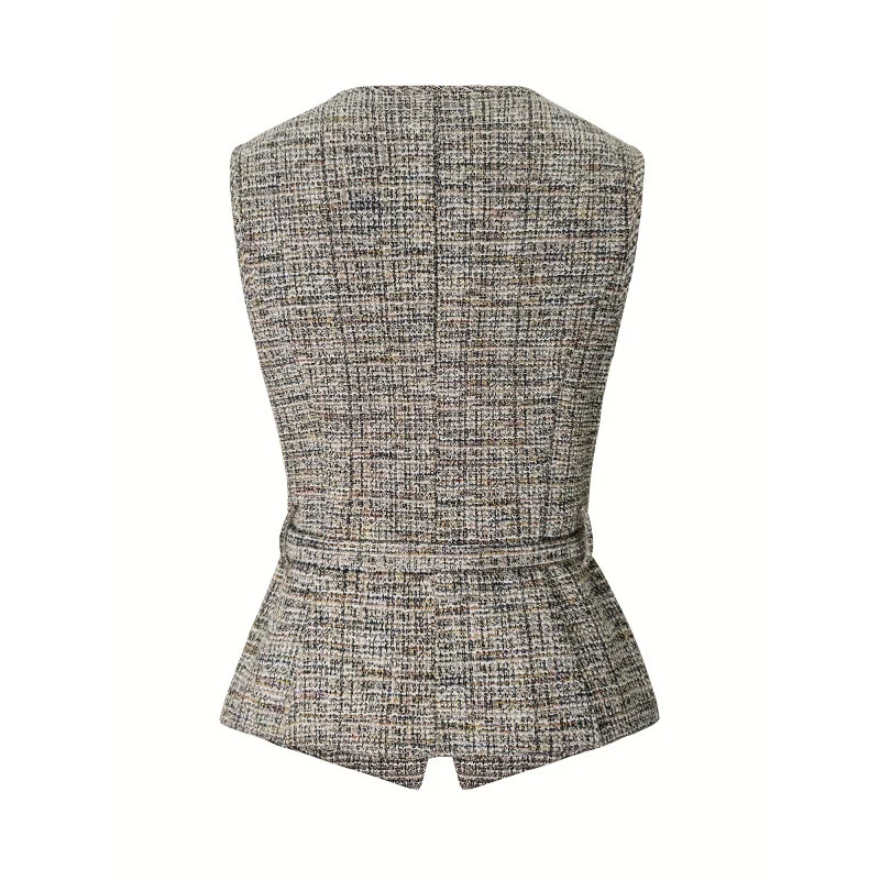 Waist-Cinching Belted Cardigan Vest - Image 4