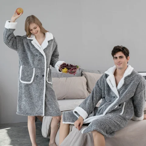 Unisex Plush Thickened Bathrobes And Pajamas Can Be Worn Outside