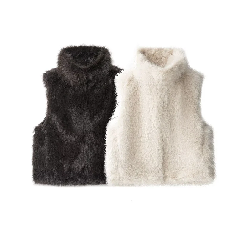 Women's Fashionable Loose Casual Faux Fur Vest - imagine 3