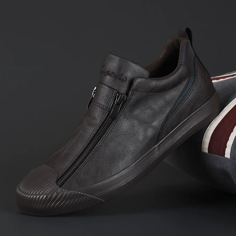 Double Zipper Casual Men Board Shoes - Image 3