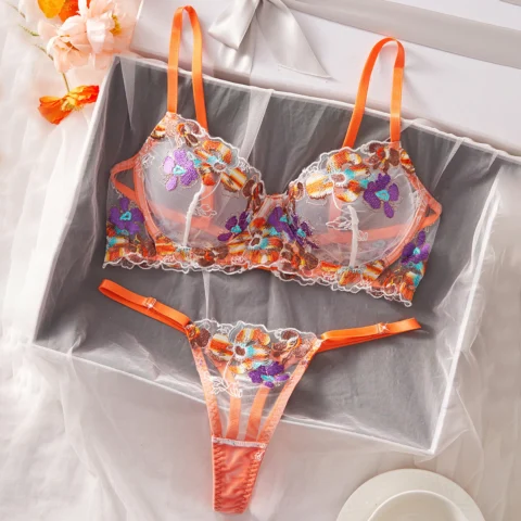 Women's Mesh Embroidered Sexy Lingerie Set