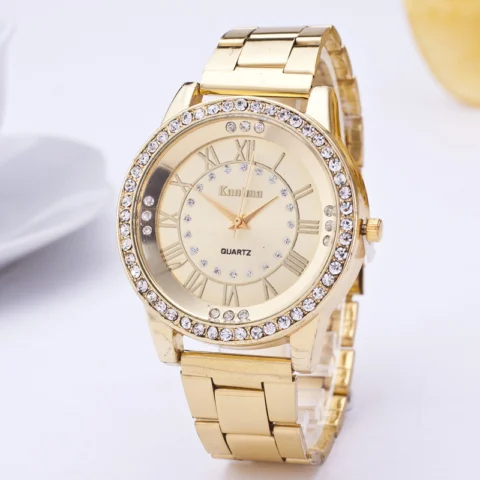 Women's Diamond-studded mesh plate Personality scale High-grade steel belt sports and leisure watch