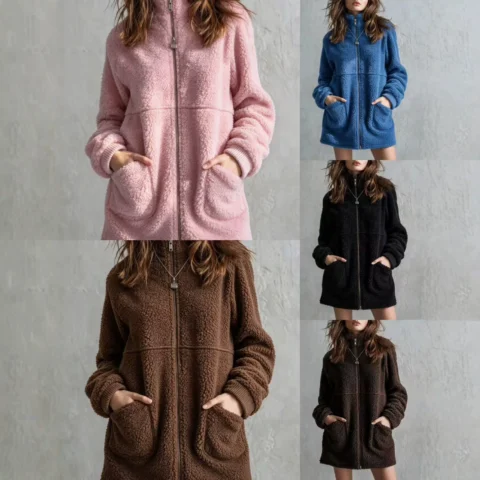 Women's Cozy Zip-Up Plush Cardigan for Women