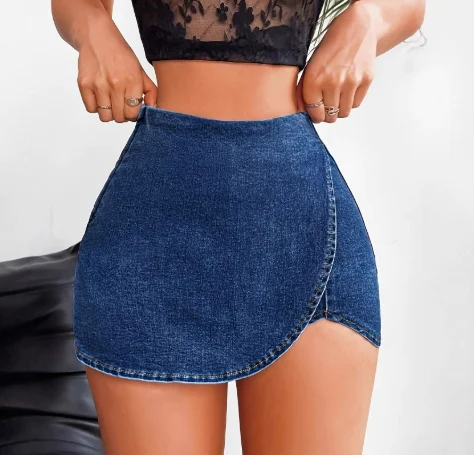 Women's Slim-fit Denim Skirt Shorts - imagine 3