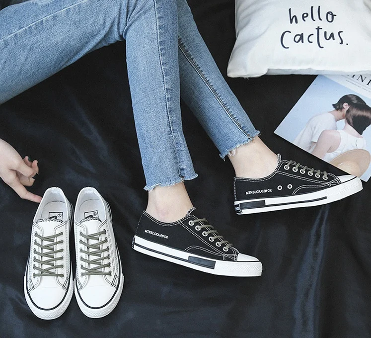 Women's Korean Style Low-top Canvas Shoes Harajuku Port-style Street Clapper Shoes - Image 10