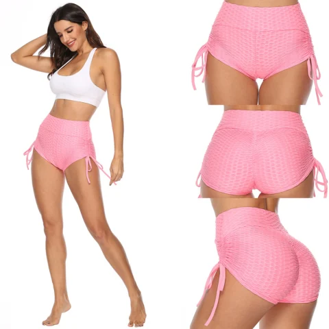 Bubble shorts bow summer jacquard casual yoga pants