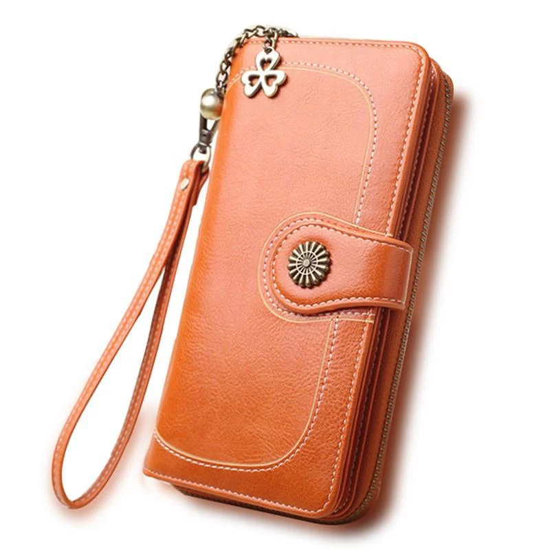 Women's Split Leather Long Wallet | Elegant Multi-Card Clutch Purse - Image 2