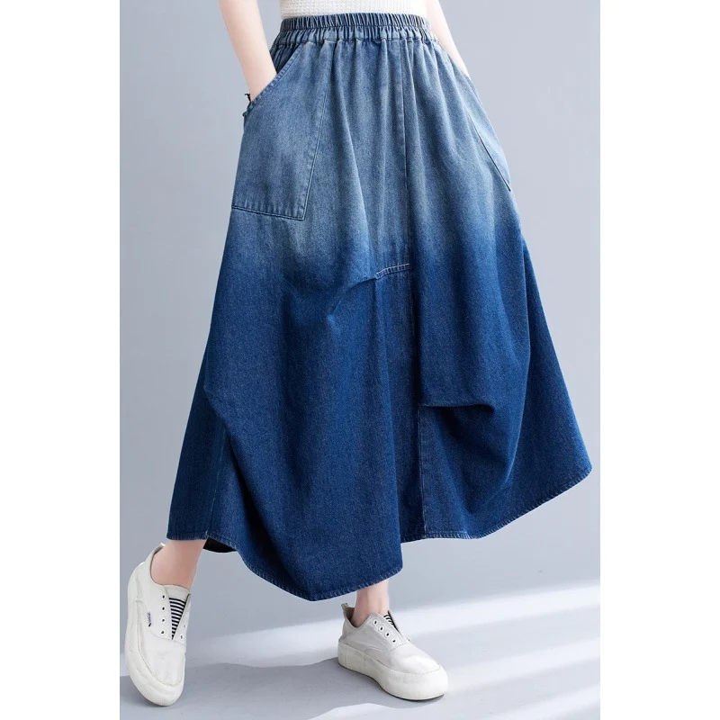 Gradient Color Denim Skirt For Women - Image 6