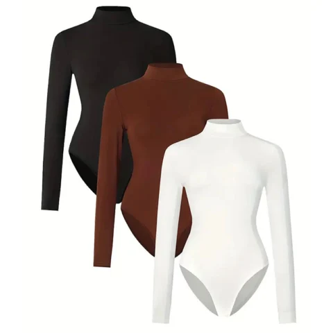 Women's Solid-color Form Fitting Long Sleeve Yoga Bodysuit