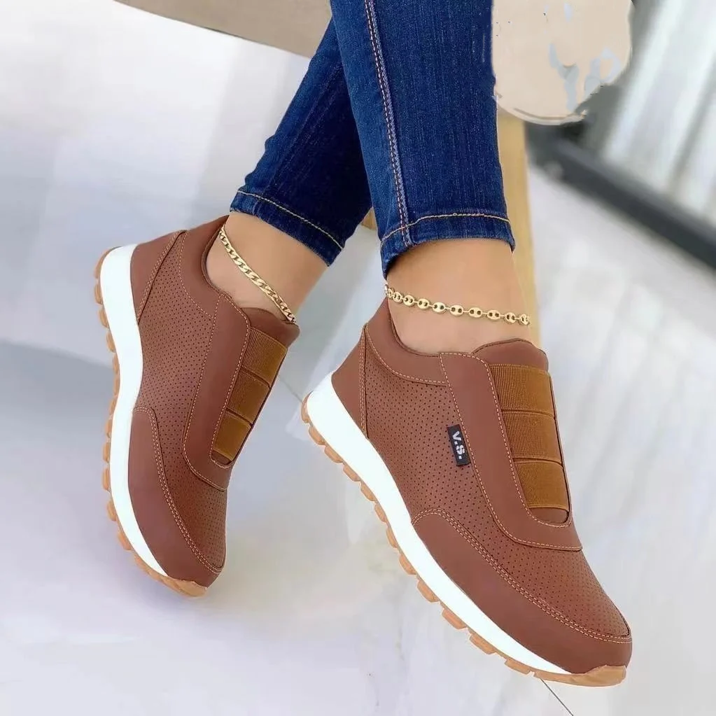 Women's Flats Shoes Elastic Band Design Shoes Platform Sneakers