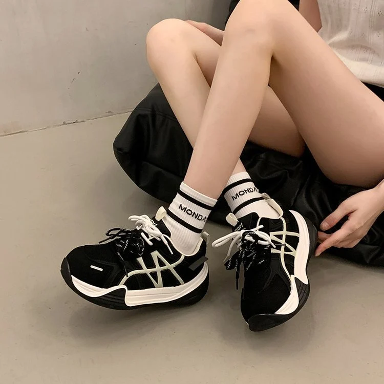 Women's Platform Height Increasing Casual Shoes, Autumn New Arrival Versatile Cute Big Head Round Toe Running Athletic Sneakers - Image 3