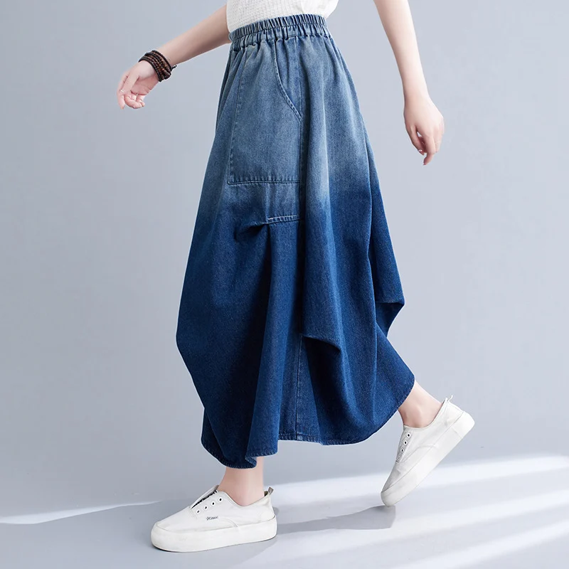 Gradient Color Denim Skirt For Women - Image 3