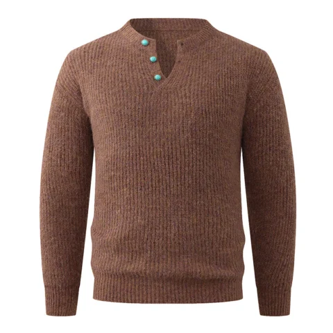 Men's Solid-Color V-Neck Pullover Sweater - Classic Casual Knit Jumper - Neyvella