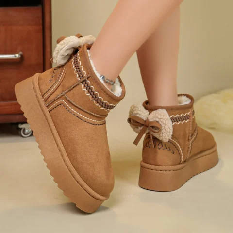 Women's Platform Snow Boots – Warm Fleece-Lined Ankle Boots