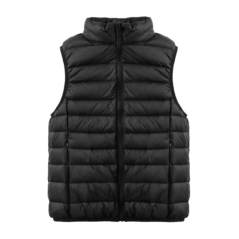 Womens Thin-style Down Vest, Cross-border, Two-way Zipper, 90 White Duck Down, Short Length - imagine 6