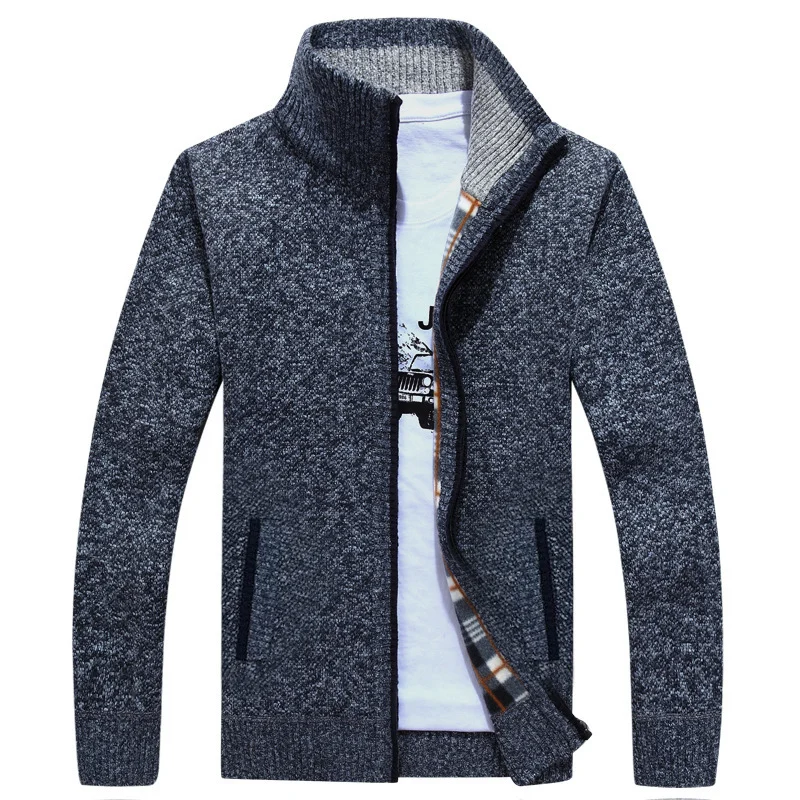 Men's Fleece-Lined Zipper Cardigan – Thick Warm Winter Sweater Jacket - Image 3