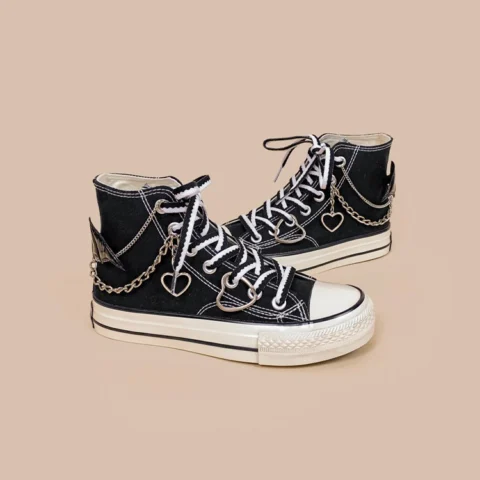 Women's Handmade High Top Canvas Shoes