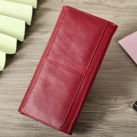 Women's Casual Leather Clutch Multi-functional Long-style First-layer Cowhide Wallet