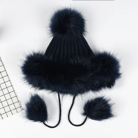 Women's Temperament With A Hundred Plus Thickened Fur Ball Hat