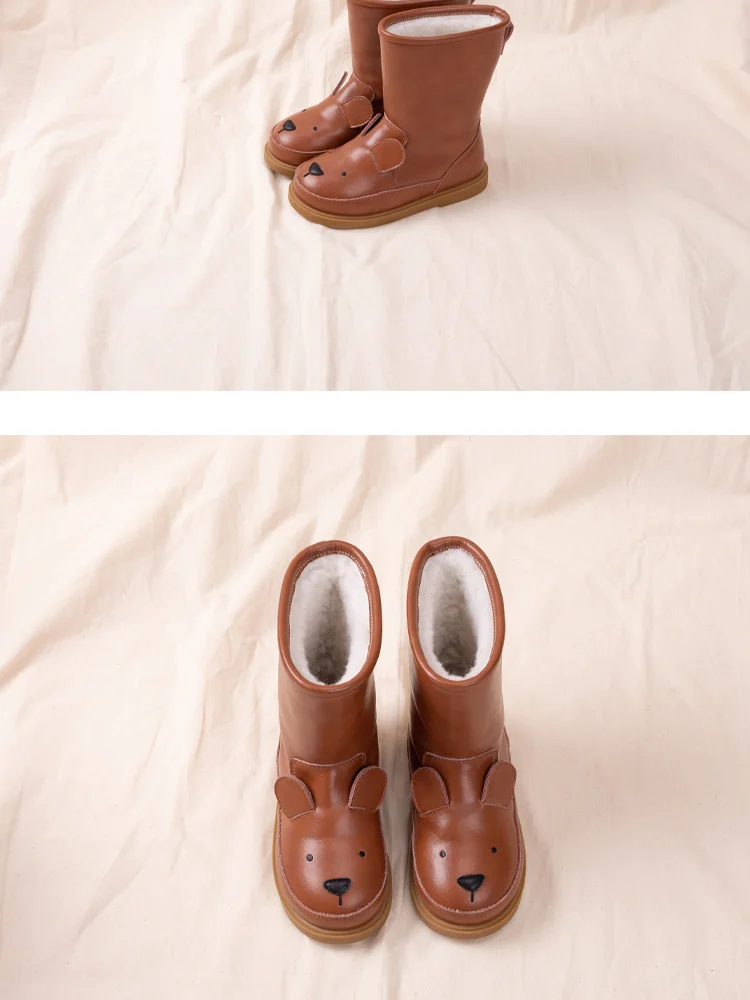 Unisex Genuine Leather Children Snow Boots - Cute Cartoon Rabbit Winter Boots - Image 6