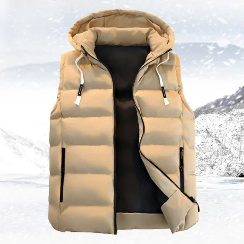 Men's Hooded Vest For Winter, Unisex, Extra-thick And Warm