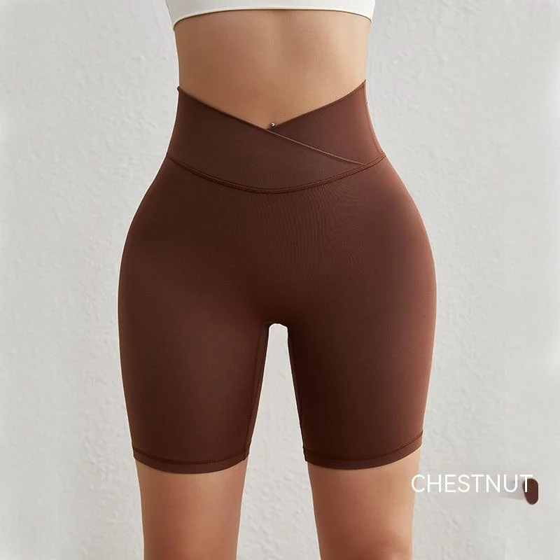 Women's Cross Waist Yoga Shorts High Waist Belly Contracting - Image 4