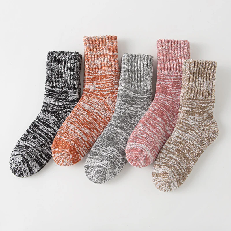 Women's Thick Warm Terry Socks In A Retro Color Palette - Image 2