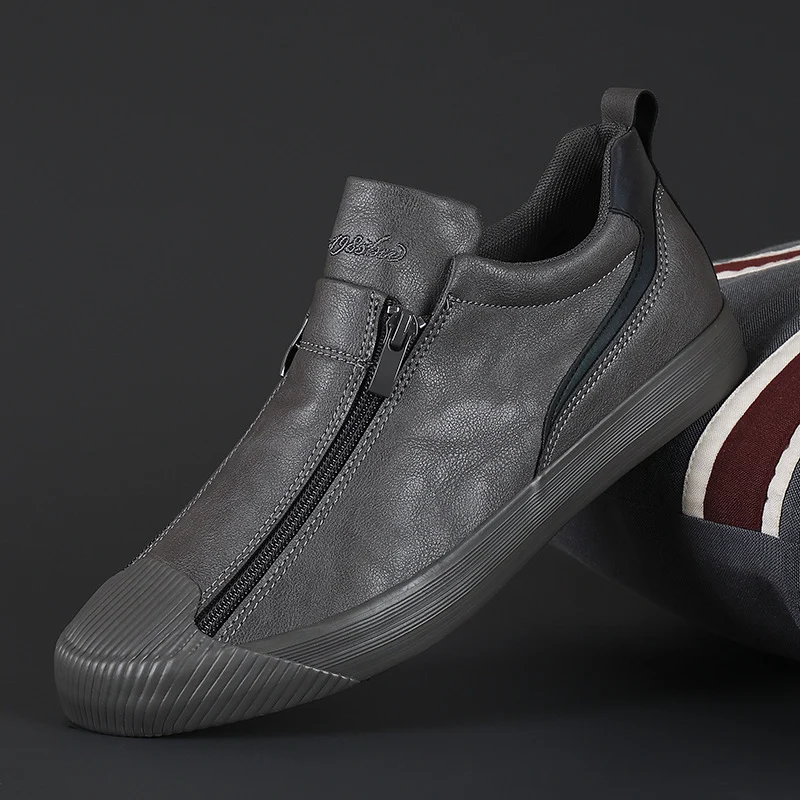 Double Zipper Casual Men Board Shoes - Image 5