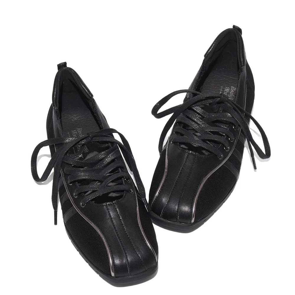 Womens Niche Square-toe Ballet Flats With Crisscross Straps - Image 4