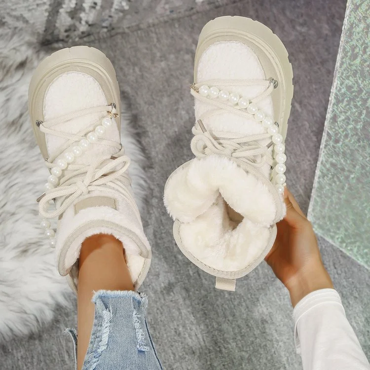 Women's Platform Snow Boots - Autumn Winter Warm Fleece-Lined Thick Cotton Boots - Image 5