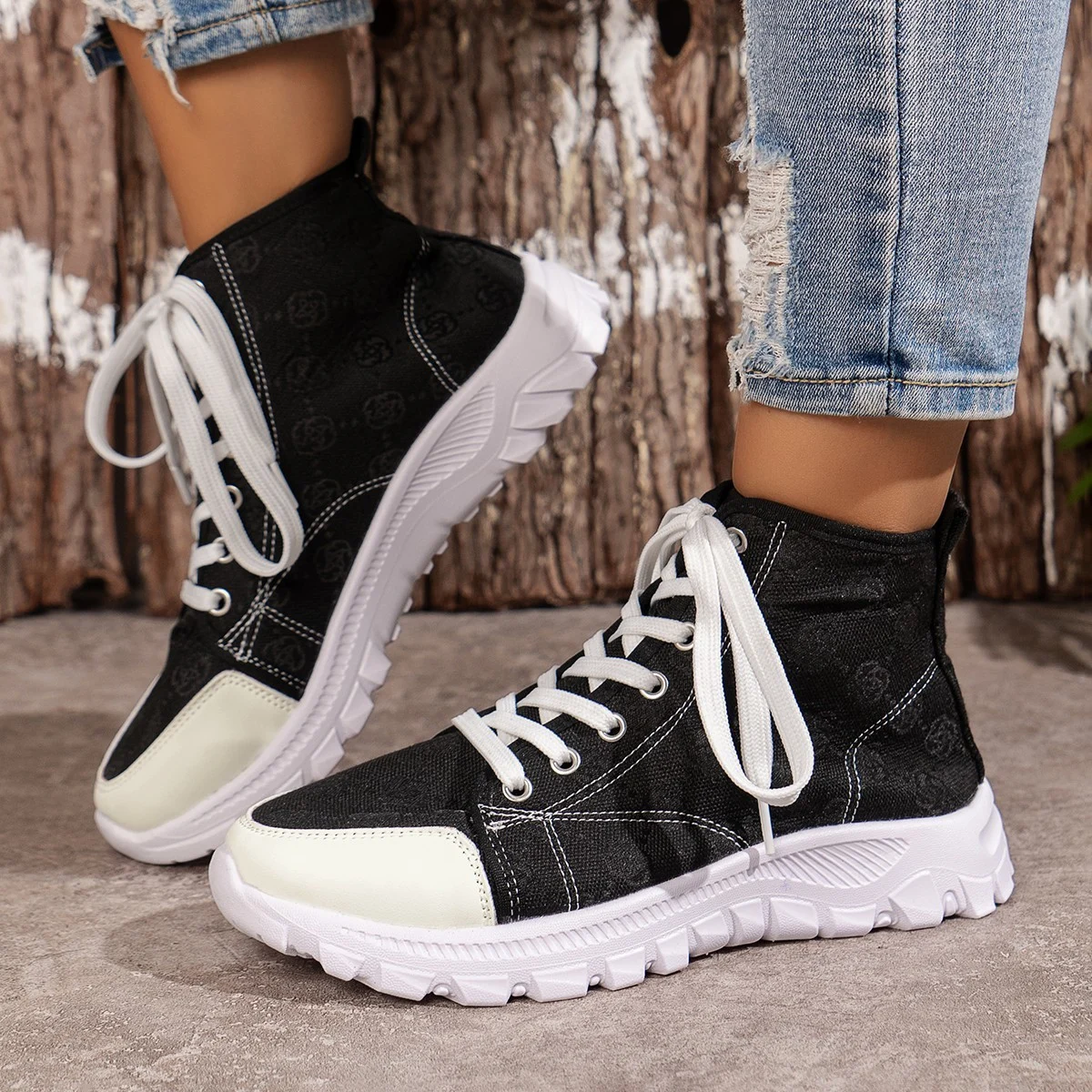 Women's Fashion Breathable Canvas Shoes Sports Casual Non-slip Thick-soled Short Boot - imagine 2
