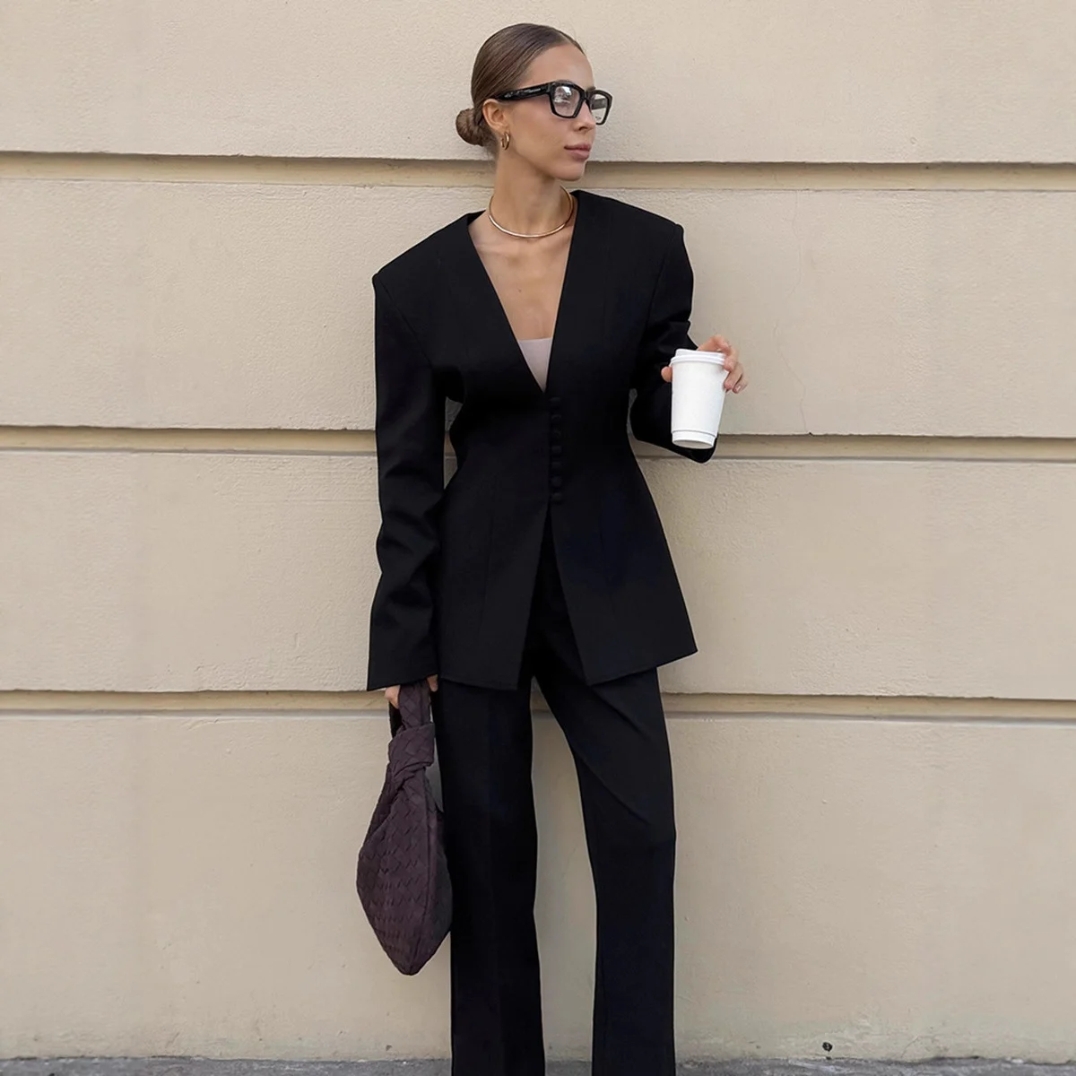 Women's Elegant Black Business Suit