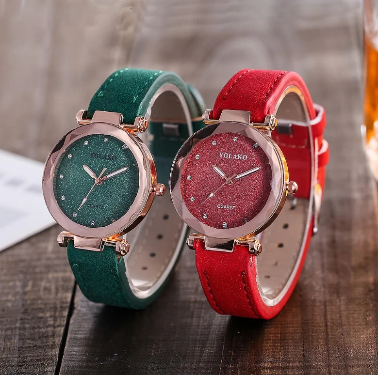 Women's Matte belt color foundation with diamond dial quartz watch - Image 3