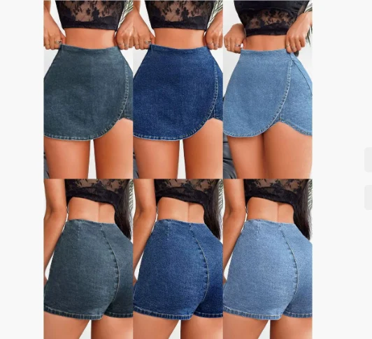 Women's Slim-fit Denim Skirt Shorts - imagine 2