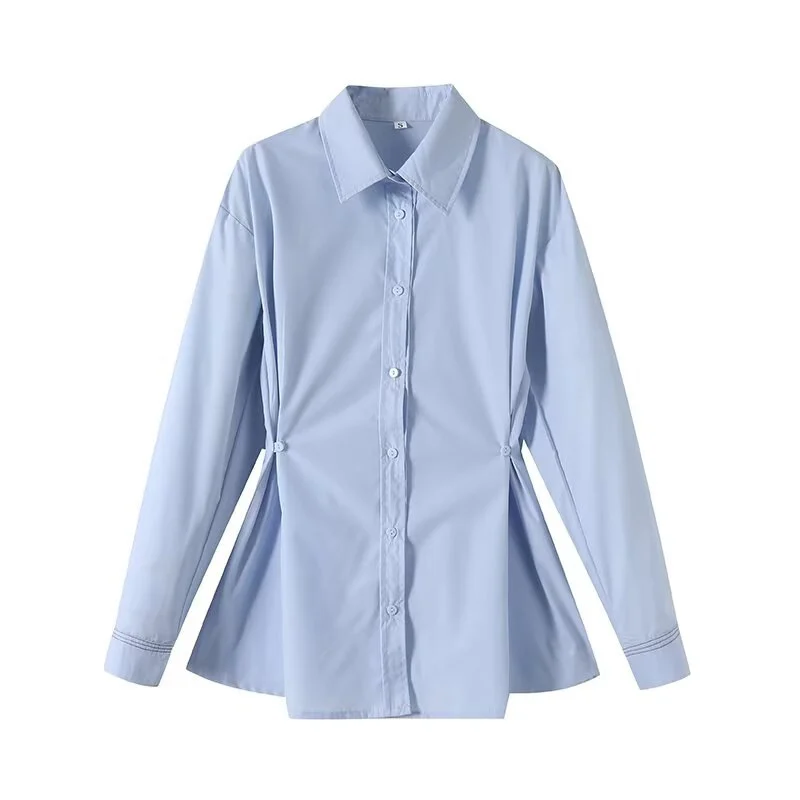 Women's Loose And Simple Casual Waist Button Shirt
