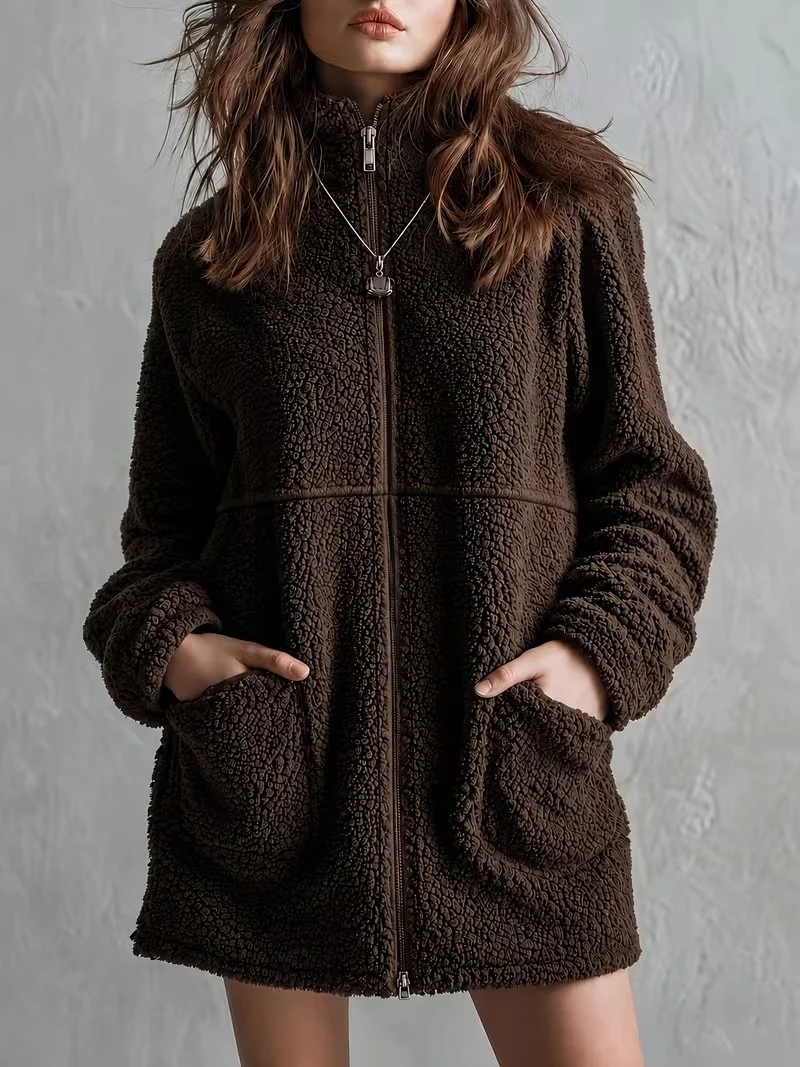 Women's Cozy Zip-Up Plush Cardigan for Women - Image 5