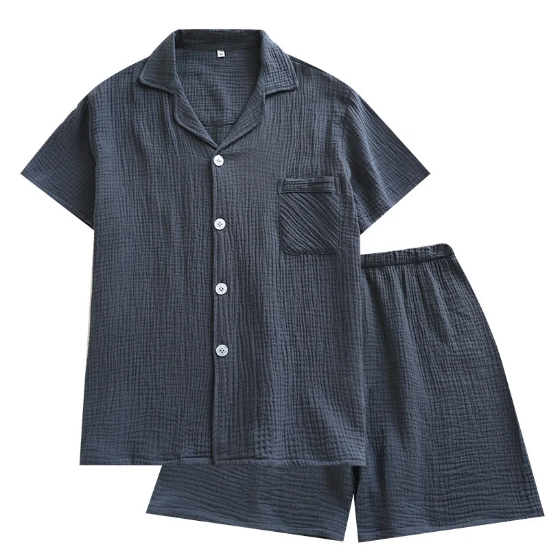 Men's Style Pajama Set - Crepe Short-Sleeve Top and Shorts - Image 3
