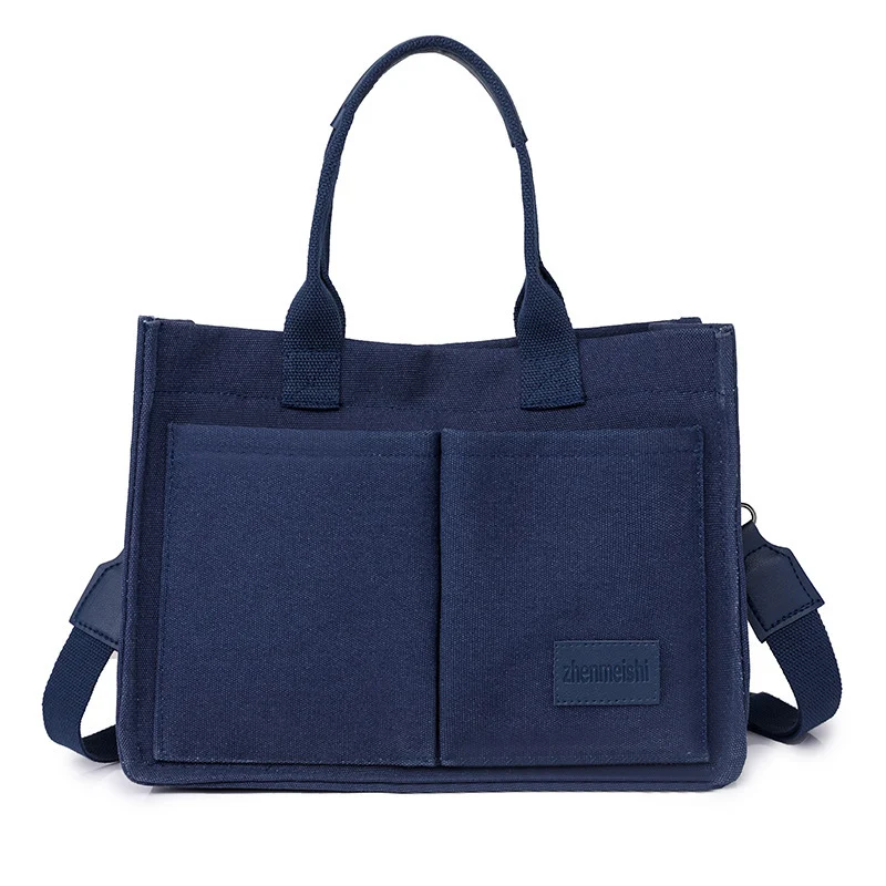 Women's Canvas Multi-Pocket Shoulder Bag - Large Capacity Casual Crossbody Shopper Tote - Image 8
