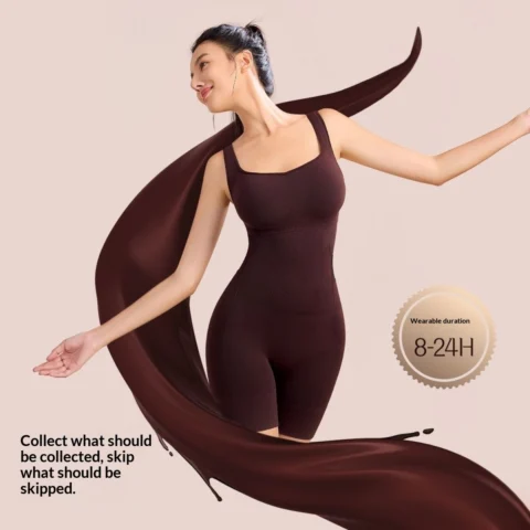 Women's Curvy Dark-chocolate-colored Back-release Shapewear With Built-in Cups