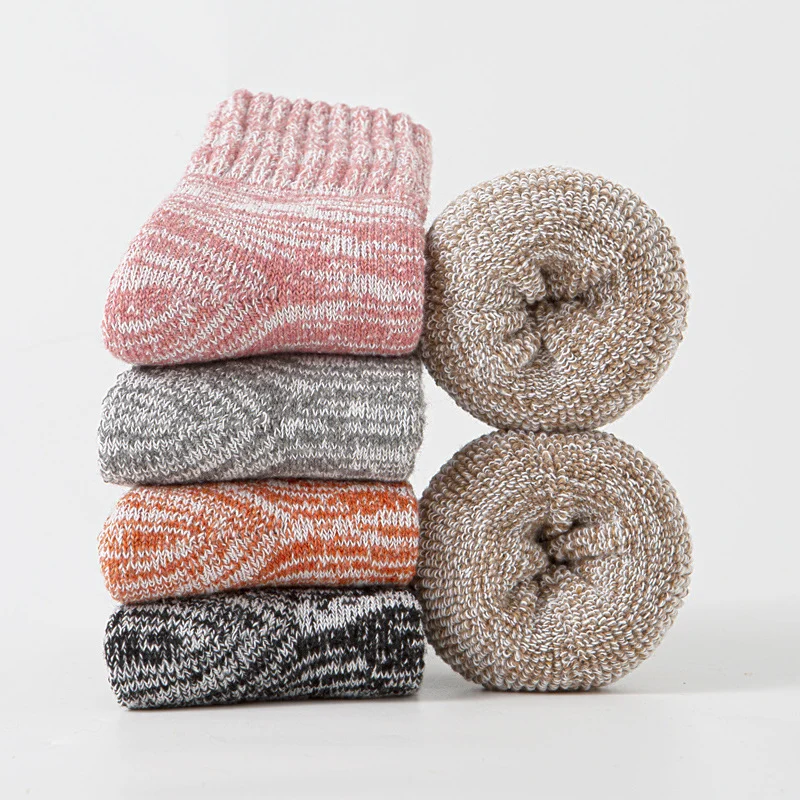 Women's Thick Warm Terry Socks In A Retro Color Palette - Image 3