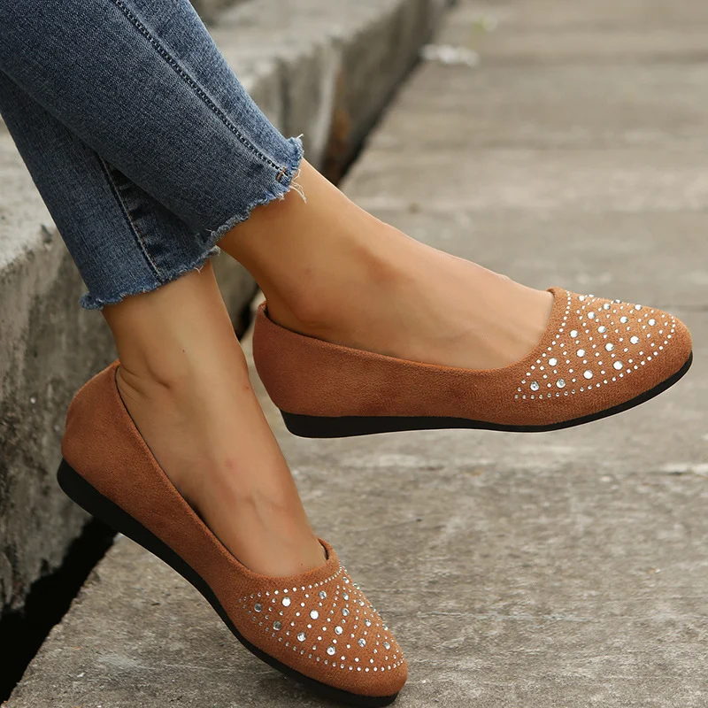 Women's Flats Shoes With Rhinestones Casual Round Toe Loafers Cozy Shoes - Image 4