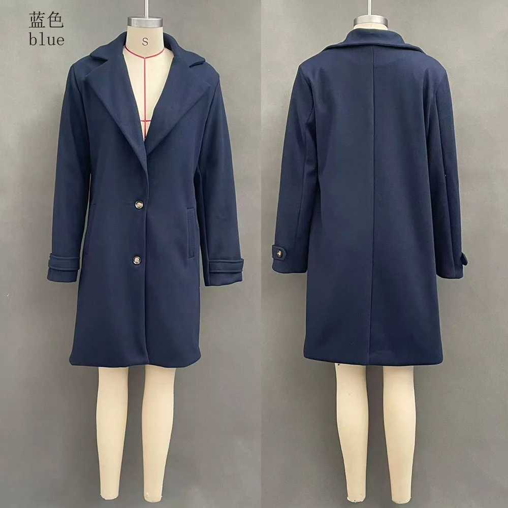 Cross-Border 2026 Autumn And Winter New Retro Casual Style Mid-Length Lapel Coat Women's Woolen Coat - Image 8