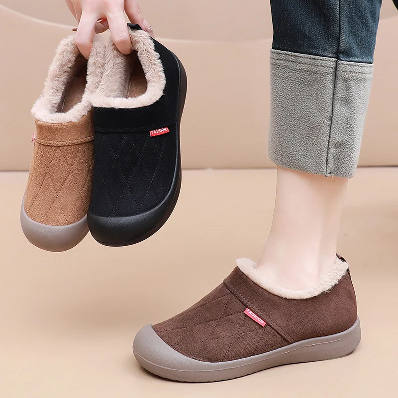 Women's Fleece-Lined Snow Boots - Thickened Warm Winter Shoes with Soft Sole