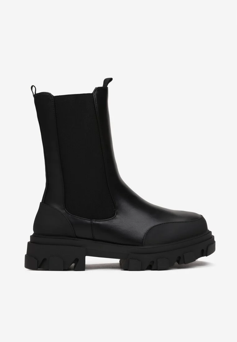 Women's Smoke Tube Boots Stitching Thin Thin Boots, Short Boots Single Boots Mid-tube Thick Bottom - Image 4