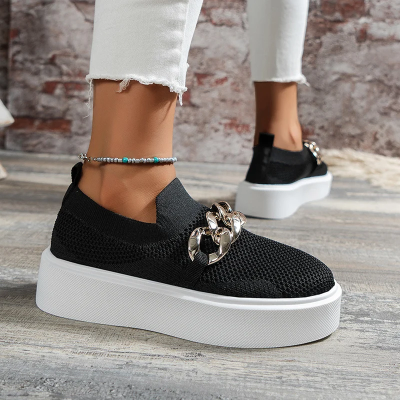Women's Chain Flats Shoes Breathable Mesh Shoes - Image 9