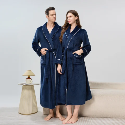 Unisex Bathrobes Flannel Sleep Robes