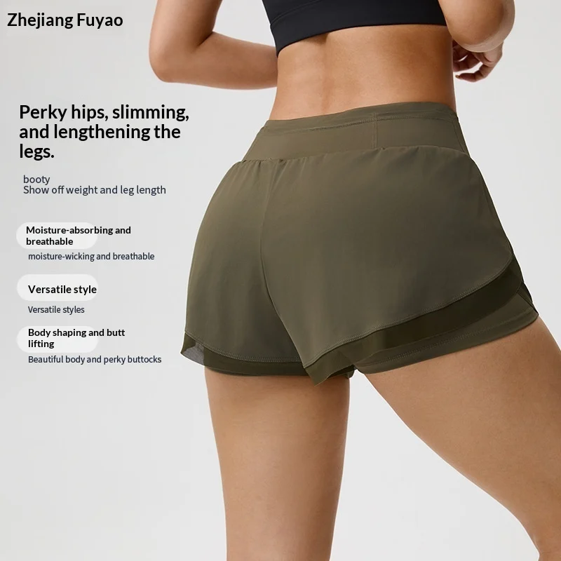 Fake Two-piece Yoga Shorts Womens Thin-style Athletic Fitness Shorts - Image 2