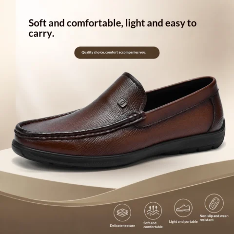 Mens Leather Loafers Slip-on Style Shoes